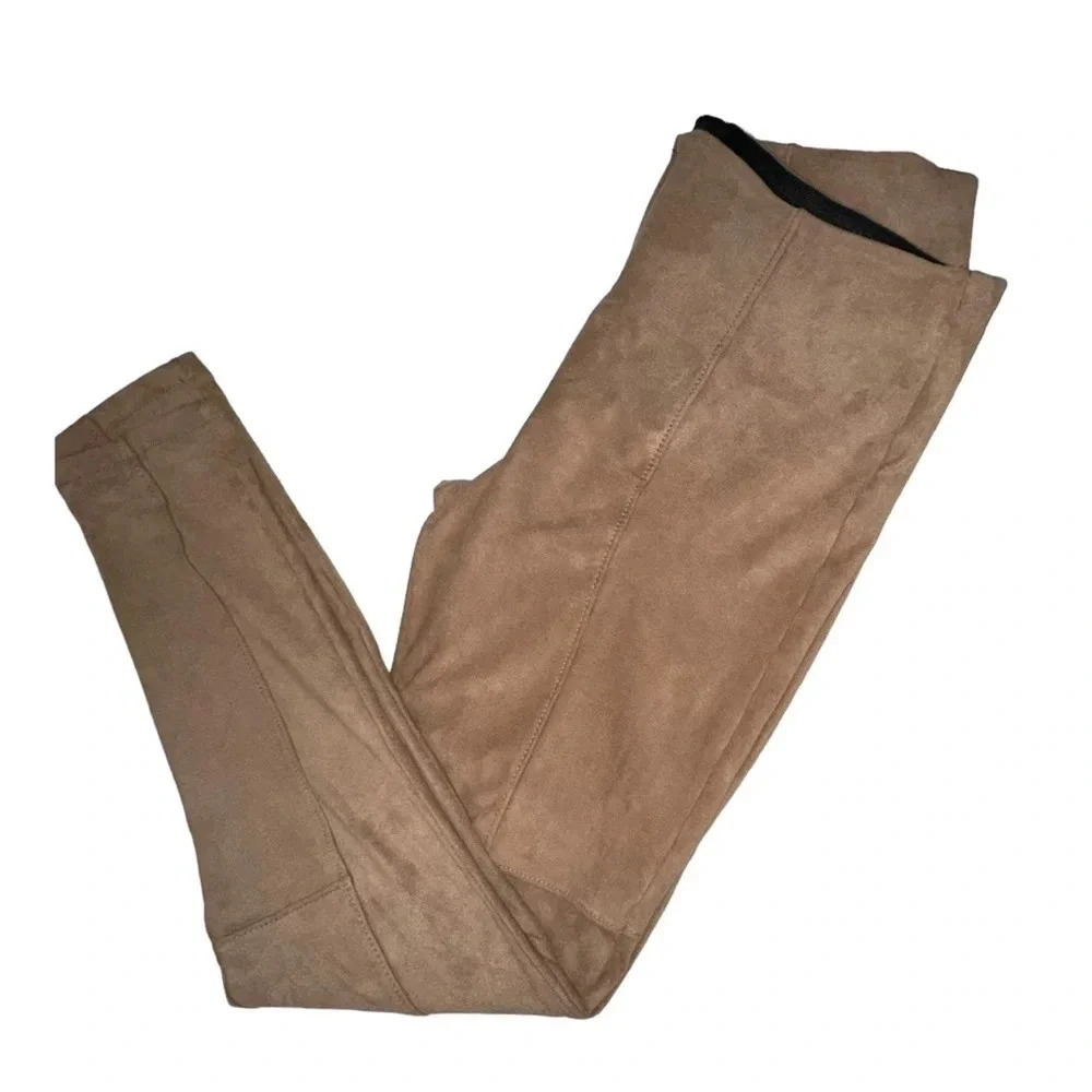 Worthington S chic tan faux suede pull on elastic‎ waist pants